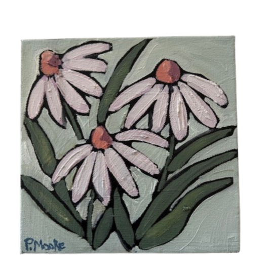 Cone Flower in Green Art II 8 x 8"