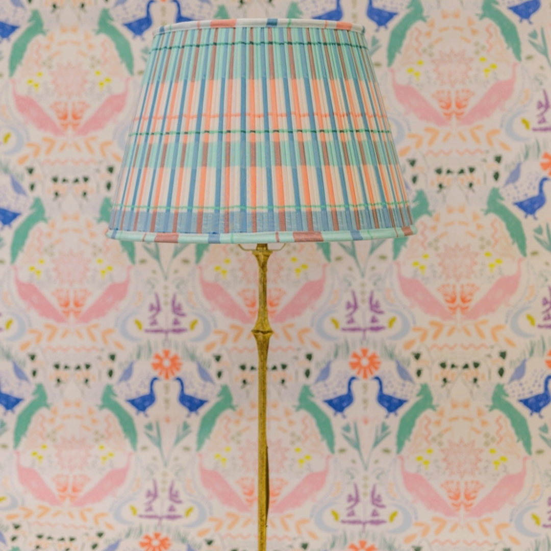 Coral Plaid Lampshade