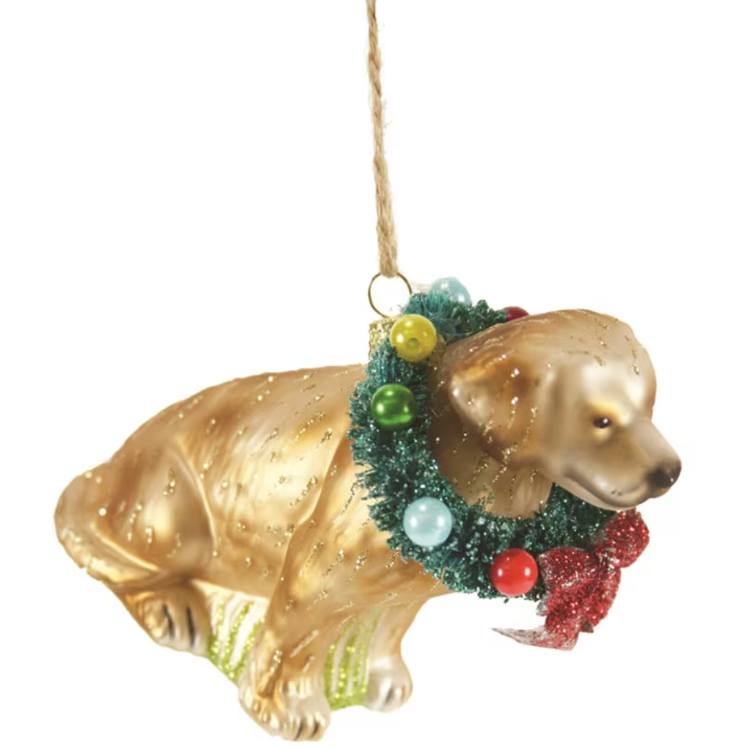 Festive Yellow Lab Ornament