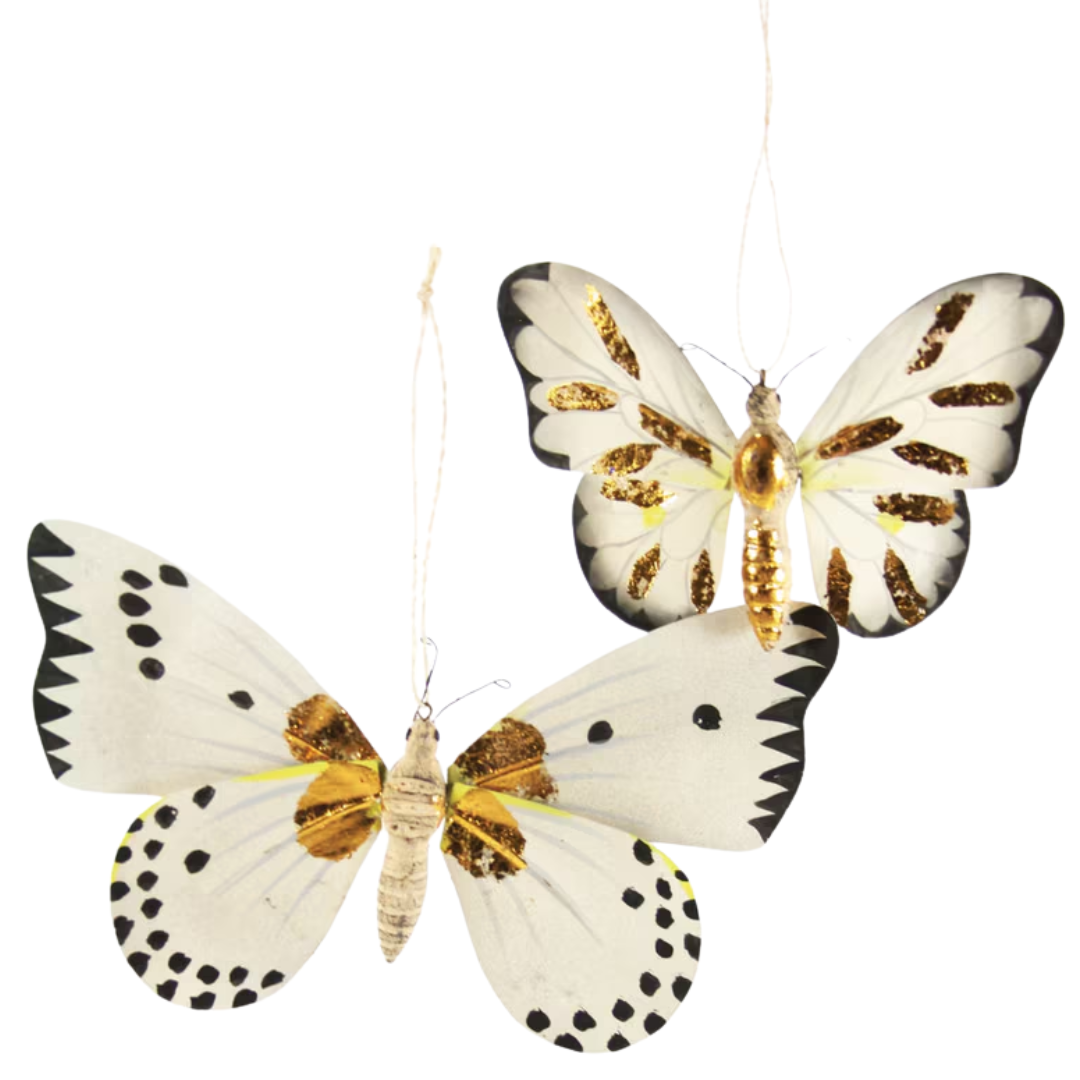 White Gold Moth Ornament