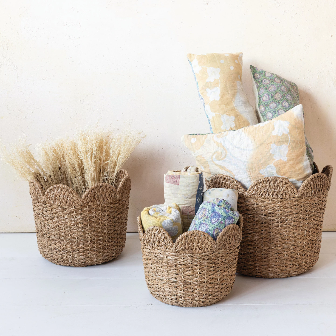 Scallop Rattan Basket Collection