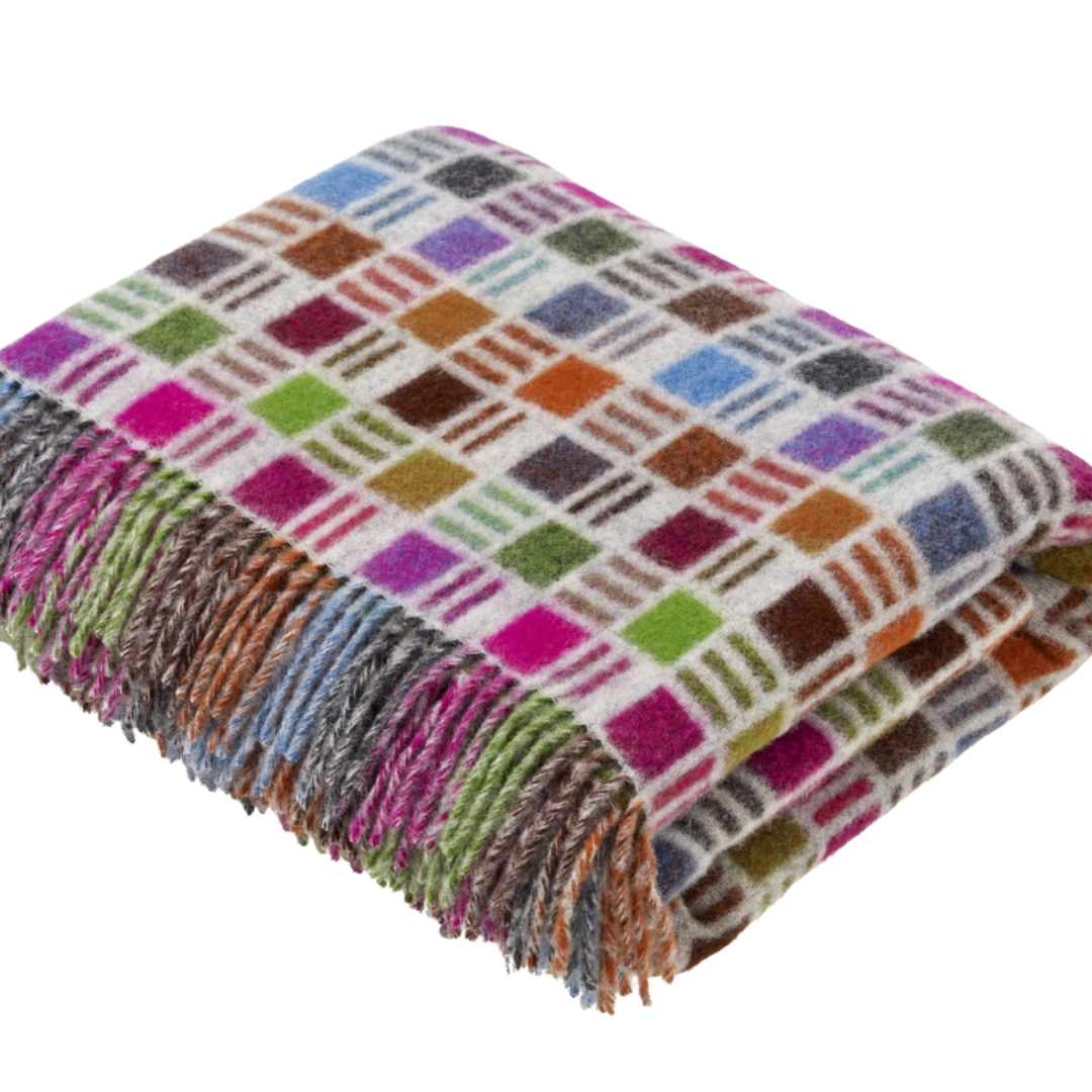 Ribbon Gray Windowpane Throw