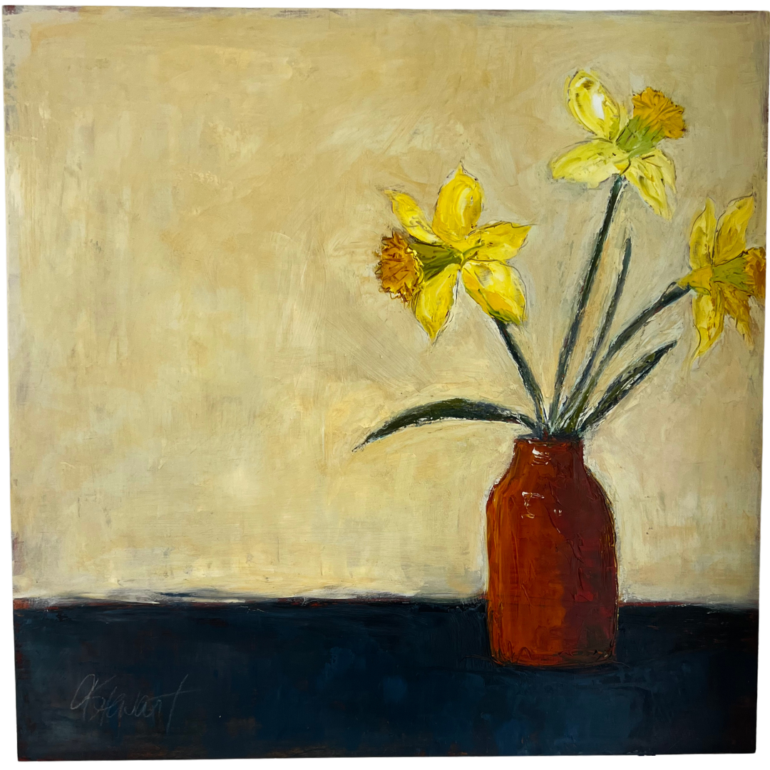 Daffodils In Orange Vase Art