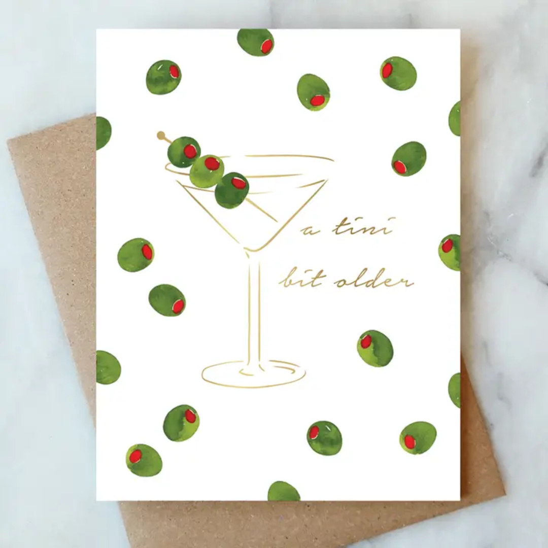 Martini Olive Birthday Card