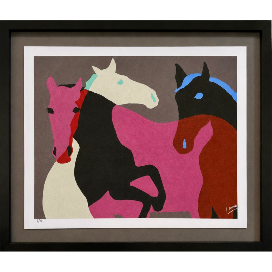 Mauve Tangled Horses Art
