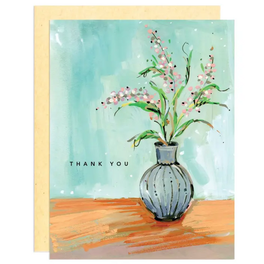 Pink Flower Thank You Card