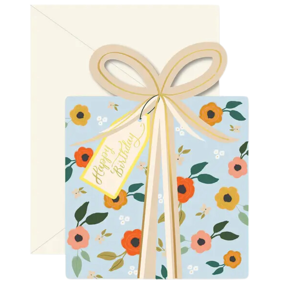 Blue Floral Birthday Gift Card