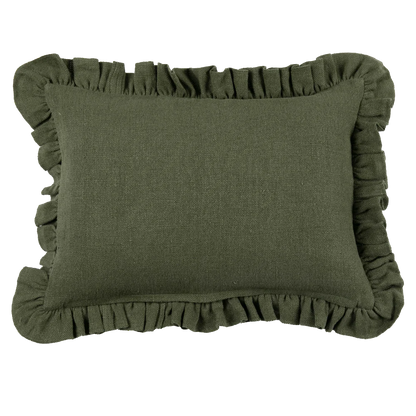 Anika Olive Ruffle Lumbar Pillow