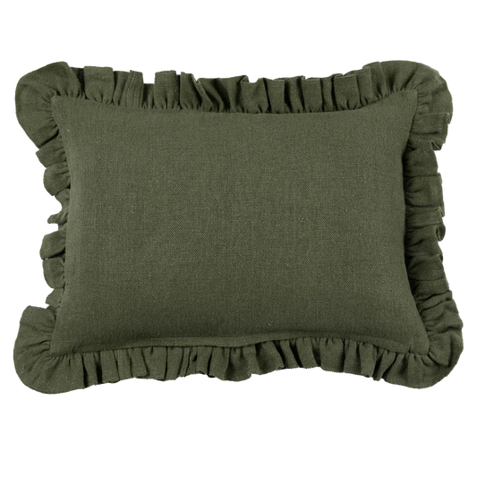 Anika Olive Ruffle Lumbar Pillow