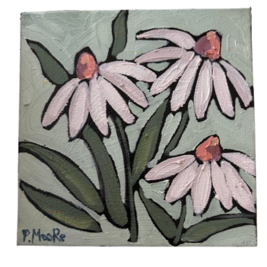 Cone Flower in Green Art I 8 x 8"
