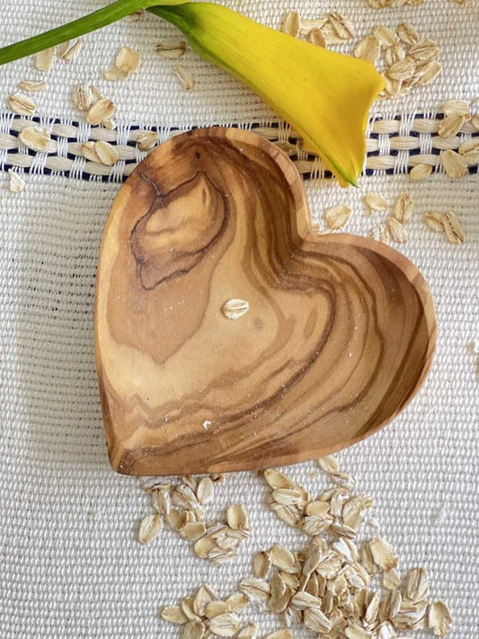 Olive Wood Carved Heart Dish