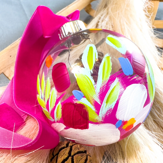 Hot Pink Floral Glow Ornament