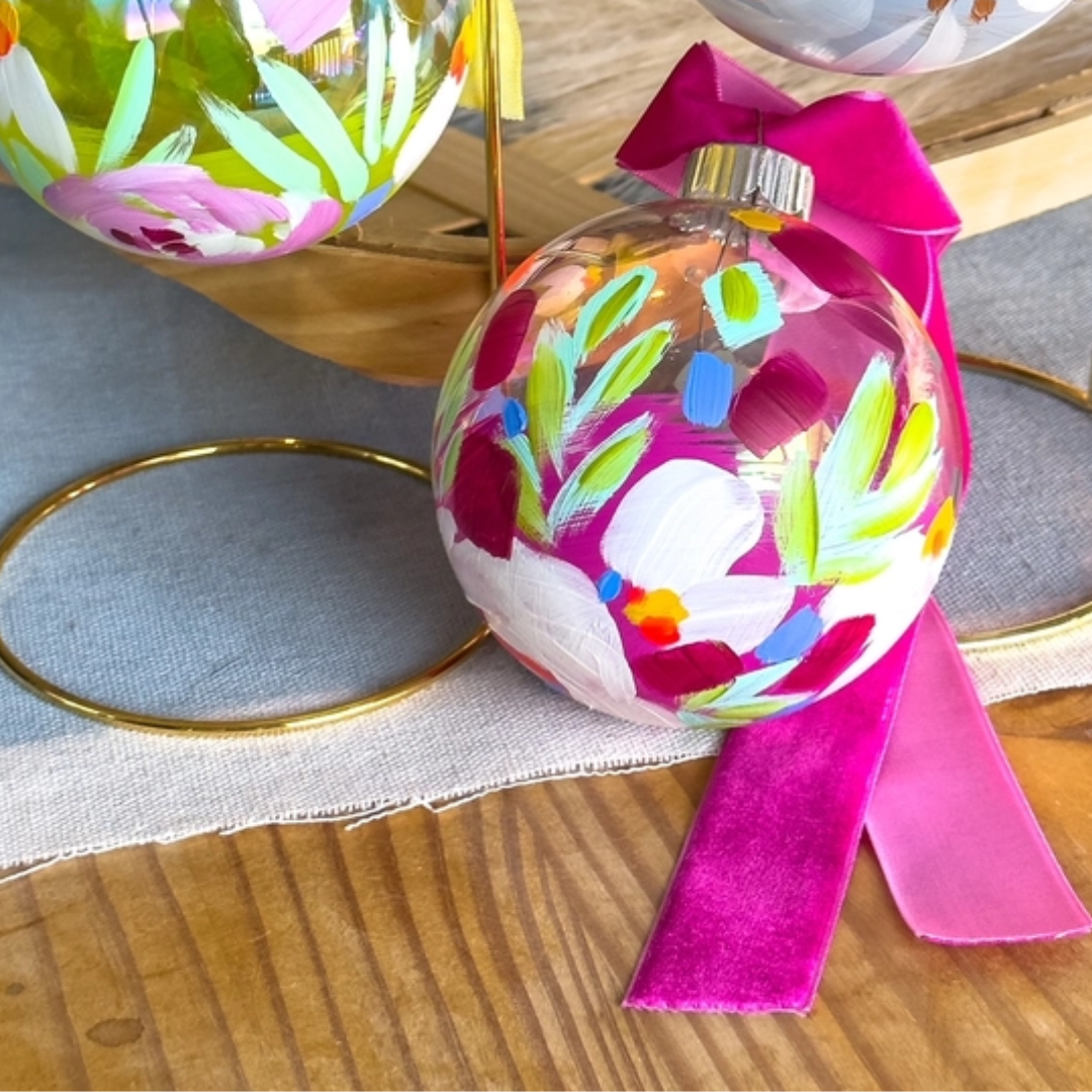 Hot Pink Floral Glow Ornament