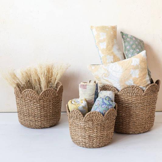 Scallop Rattan Basket Collection