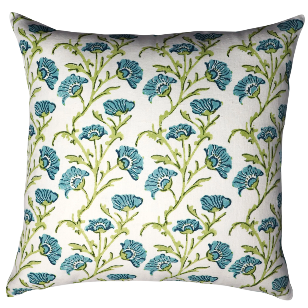 Bella Olive Green & Blue Pillow
