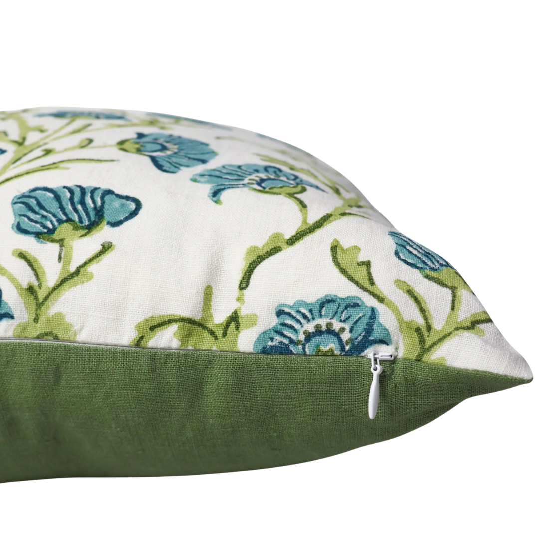 Bella Olive Green & Blue Pillow