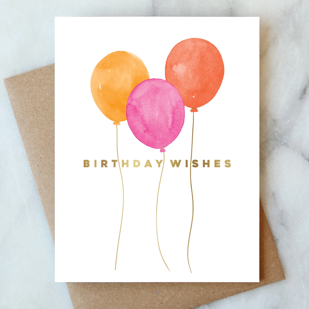 Pink Balloons Birthday Card