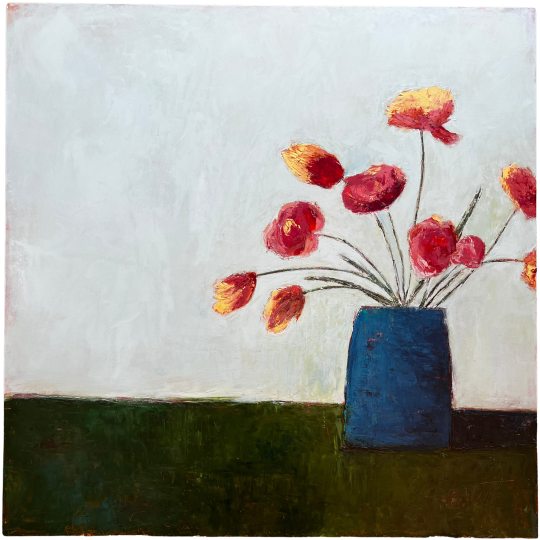 Ranunculus in Blue Vase