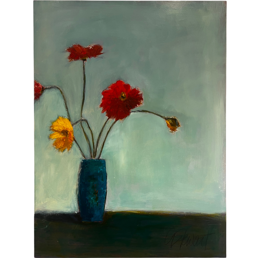Poppies In Blue Vase Art