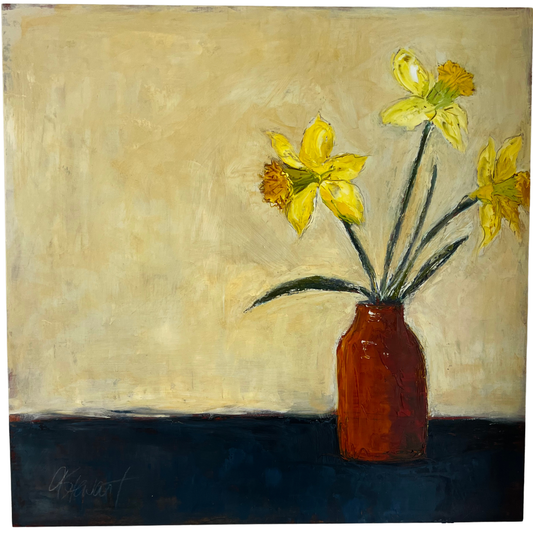 Daffodils In Orange Vase Art