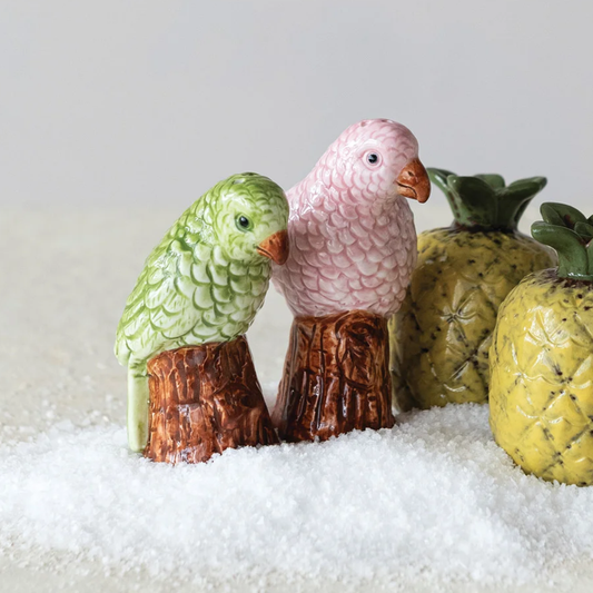 Parrot Pair Salt + Pepper Shakers