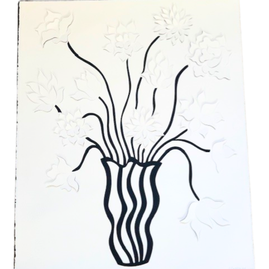 Wildflowers in Vase Art BW