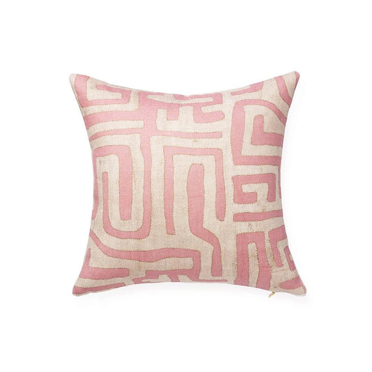 Terracotta Classic Kuba Cloth Pillow - PAIR