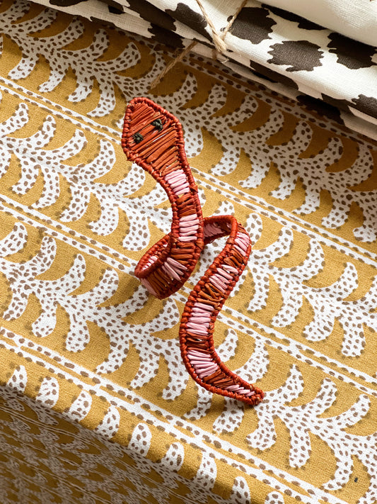 Snake Terracotta/Light Pink Napkin Ring